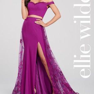 Ellie Wilde Lace-Up Back Two Piece Formal Gown
